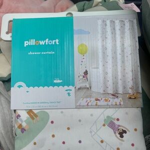 Pillowfort White Shower Curtain with Playful Patterns